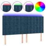 Vidaxl tte de lit  led bleu fonc 200x5x118 / 128 cm velours
