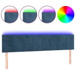 Vidaxl t�te de lit � led bleu fonc� 200x5x78 / 88 cm velours
