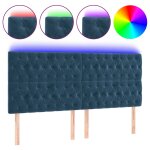 Vidaxl tte de lit  led bleu fonc 200x7x118 / 128 cm velours