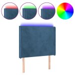 Vidaxl tête de lit à led bleu foncé 93x16x118 / 128 cm velours Vidaxl tête de lit à led bleu foncé 93x16x118 / 128 cm velours