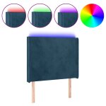 Vidaxl t�te de lit � led bleu fonc� 93x16x118 / 128 cm velours