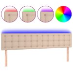 Vidaxl t�te de lit � led cappuccino 160x5x78 / 88 cm similicuir