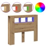 Vidaxl t�te de lit � led ch�ne artisanal 120x18, 5x103, 5 cm