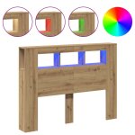 Vidaxl t�te de lit � led ch�ne artisanal 140x18, 5x103, 5 cm