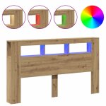 Vidaxl t�te de lit � led ch�ne artisanal 180x18, 5x103, 5 cm