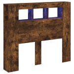 Vidaxl tte de lit  led chne fum 120x18, 5x103, 5cm bois d'ingnierie