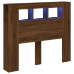 Vidaxl tte de lit  led chne marron 120x18, 5x103, 5cm bois ingnierie