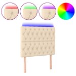 Vidaxl t�te de lit � led cr�me 100x7x118 / 128 cm tissu