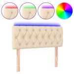 Vidaxl tte de lit  led crme 100x7x78 / 88 cm tissu