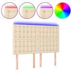 Vidaxl t�te de lit � led cr�me 144x5x118 / 128 cm tissu