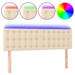 Vidaxl t�te de lit � led cr�me 144x5x78 / 88 cm tissu