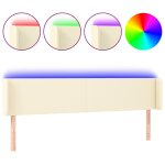 Vidaxl tte de lit  led crme 183x16x78 / 88 cm similicuir