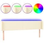 Vidaxl t�te de lit � led cr�me 183x16x78 / 88 cm similicuir