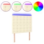 Vidaxl t�te de lit � led cr�me 90x5x118 / 128 cm similicuir
