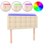 Vidaxl t�te de lit � led cr�me 90x5x78 / 88 cm tissu