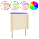 Vidaxl tte de lit  led crme 93x16x118 / 128 cm similicuir