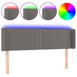 Vidaxl tte de lit  led gris 147x16x78 / 88 cm similicuir