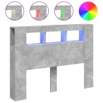 Vidaxl tte de lit  led gris bton 140x18, 5x103, 5cm bois d'ingnierie