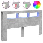 Vidaxl t�te de lit � led gris b�ton 180x18, 5x103, 5cm bois d'ing�nierie