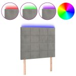 Vidaxl tte de lit  led gris clair 100x5x118 / 128 cm velours