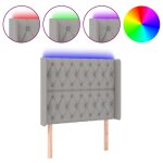 Vidaxl tte de lit  led gris clair 103x16x118 / 128 cm tissu