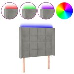 Vidaxl t�te de lit � led gris clair 103x16x118 / 128 cm velours