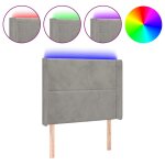 Vidaxl tte de lit  led gris clair 103x16x118 / 128 cm velours