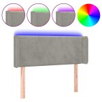 Vidaxl tte de lit  led gris clair 103x16x78 / 88 cm velours