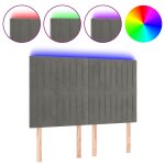 Vidaxl t�te de lit � led gris clair 144x5x118 / 128 cm velours