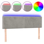 Vidaxl tte de lit  led gris clair 144x5x78 / 88 cm velours