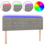Vidaxl tte de lit  led gris clair 144x5x78 / 88 cm velours