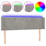 Vidaxl tte de lit  led gris clair 147x16x78 / 88 cm velours