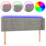 Vidaxl tte de lit  led gris clair 147x16x78 / 88 cm velours