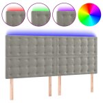 Vidaxl t�te de lit � led gris clair 180x5x118 / 128 cm velours