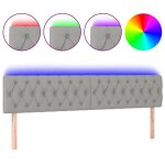 Vidaxl tte de lit  led gris clair 180x7x78 / 88 cm tissu