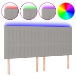 Vidaxl tte de lit  led gris clair 200x5x118 / 128 cm tissu