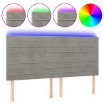 Vidaxl tte de lit  led gris clair 200x5x118 / 128 cm velours