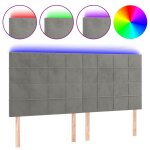Vidaxl t�te de lit � led gris clair 200x5x118 / 128 cm velours