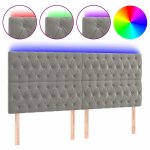 Vidaxl t�te de lit � led gris clair 200x7x118 / 128 cm velours