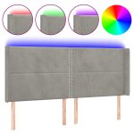 Vidaxl tte de lit  led gris clair 203x16x118 / 128 cm velours