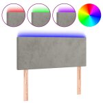 Vidaxl tte de lit  led gris clair 90x5x78 / 88 cm velours