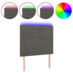 Vidaxl t�te de lit � led gris fonc� 100x5x118 / 128 cm velours