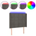 Vidaxl tte de lit  led gris fonc 103x16x118 / 128 cm velours