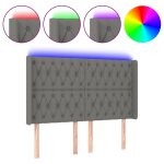Vidaxl tte de lit  led gris fonc 147x16x118 / 128 cm tissu