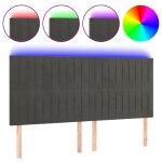 Vidaxl t�te de lit � led gris fonc� 180x5x118 / 128 cm velours