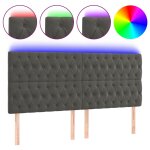 Vidaxl t�te de lit � led gris fonc� 180x7x118 / 128 cm velours