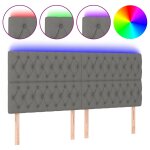 Vidaxl tte de lit  led gris fonc 200x7x118 / 128 cm tissu