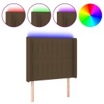 Vidaxl tête de lit à led marron foncé 103x16x118 / 128 cm tissu Vidaxl tête de lit à led marron foncé 103x16x118 / 128 cm tissu