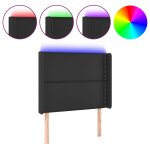 Vidaxl tte de lit  led noir 103x16x118 / 128 cm similicuir