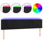 Vidaxl t�te de lit � led noir 160x5x78 / 88 cm velours